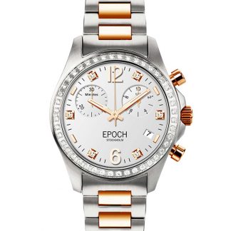 Epoch First Lady Chronograph Full Diamond Gold White