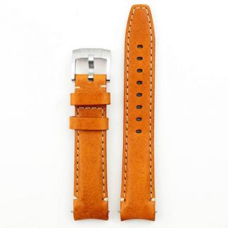 Everest Curved End Leather Strap Tang Buckle for Rolex Sports Models Tan